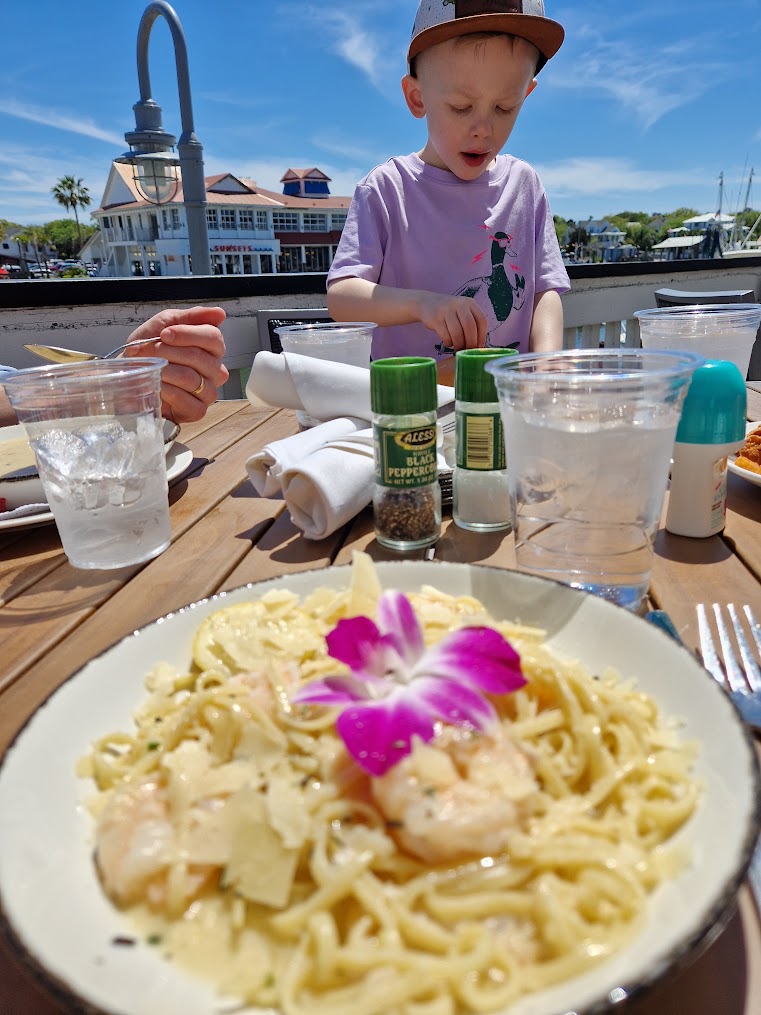 Lunch at Water's Edge in Shem Creek, Mount Pleasant, South Carolina.