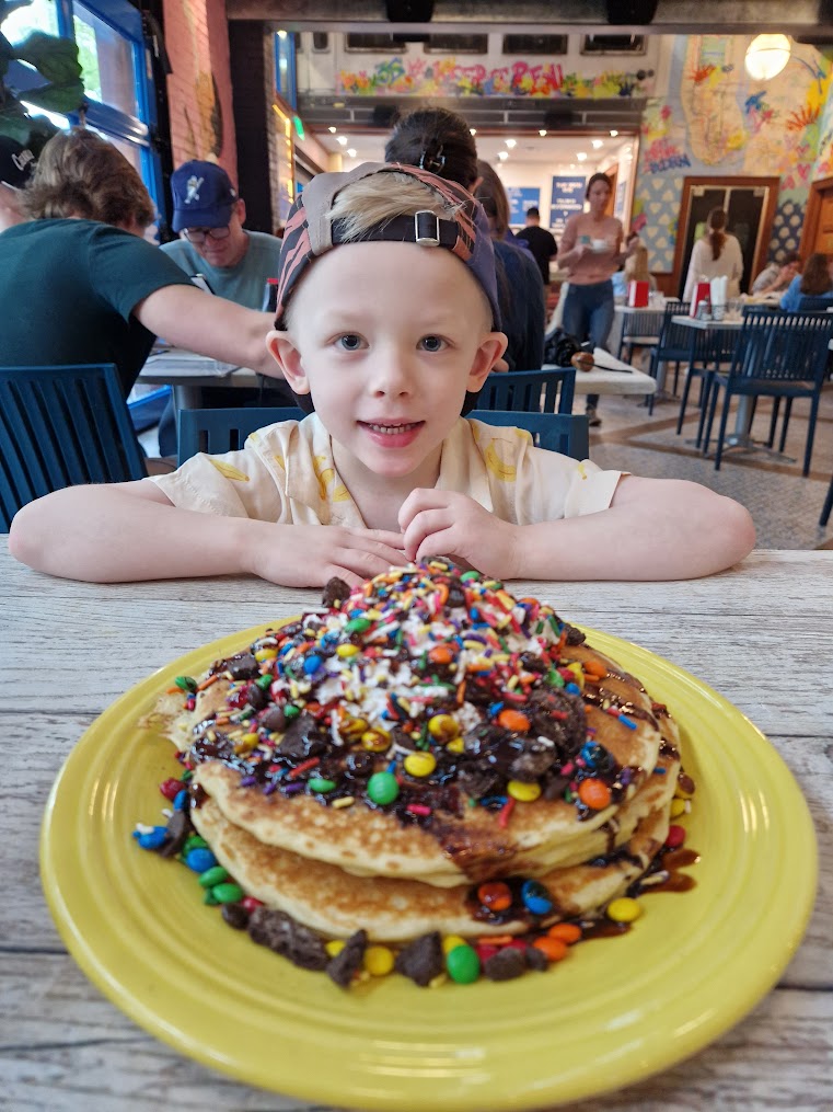 Pancake all inclusive served at the restaurant Bodega in Charleston, South Carolina.